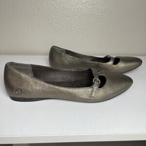 Born Fabios T-strap Flat Leather Shoes Women Size 8.5 M Metallic Bronze Ballet